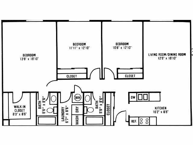 3BR/2BA - Spacious master suite + walk thru kitchen & vau...