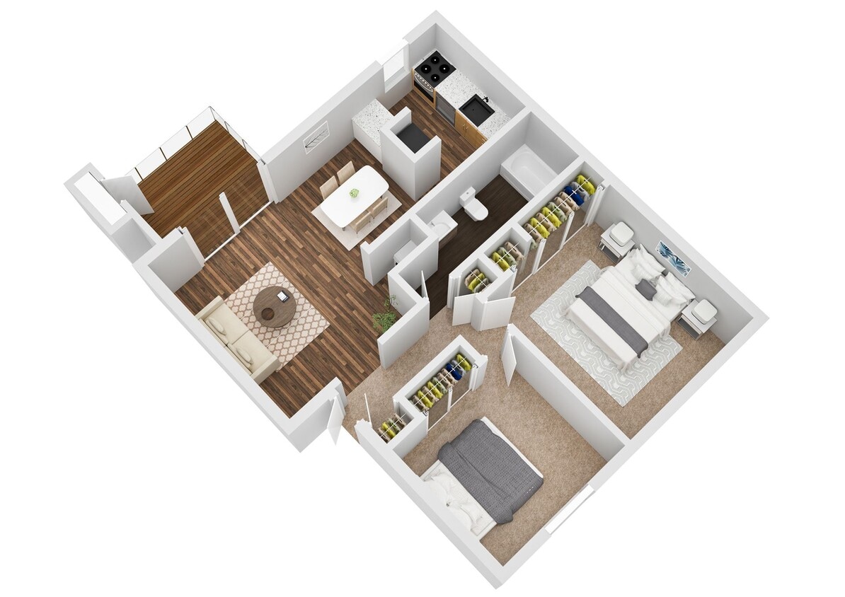 Floor Plan - 2 Bedroom 1 Bathroom - Gold
