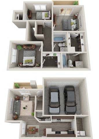 Floor Plan - 3 Bed 2.5 Bath A Renovated