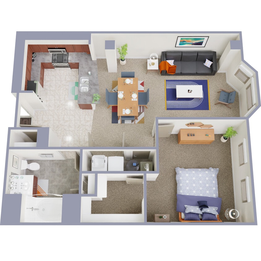 Floor Plan - The Residences 1 Bedroom 1 Bath  