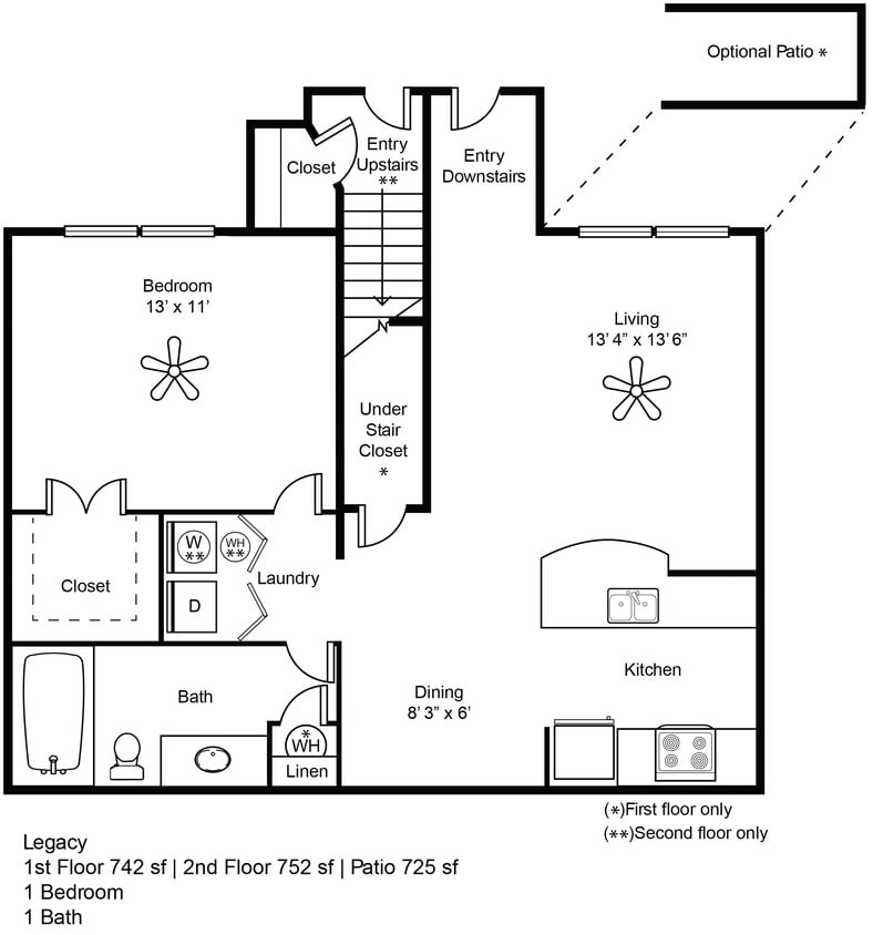 Legacy 742 sq ft 1 bedroom 1 bath - Legacy