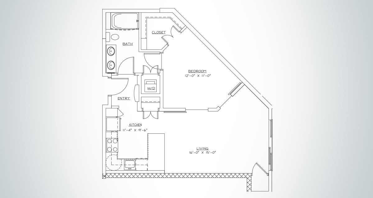 Floor Plan - Blue B6 1X1