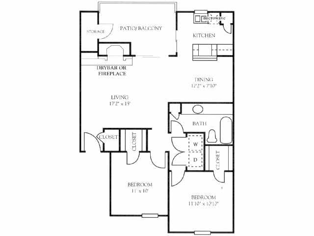 2BR/1BA - 2x1 Deluxe