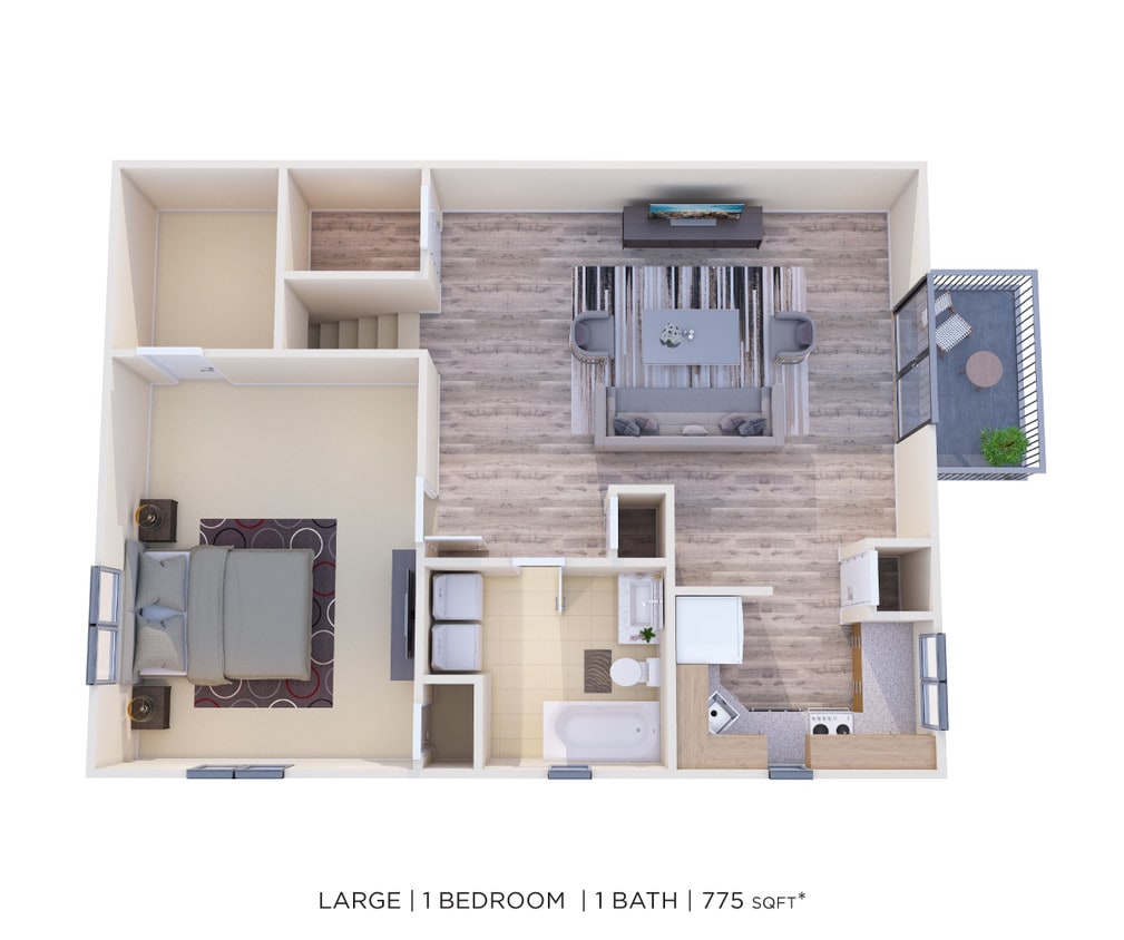 Floor Plan - One Bedroom - 775 sqft