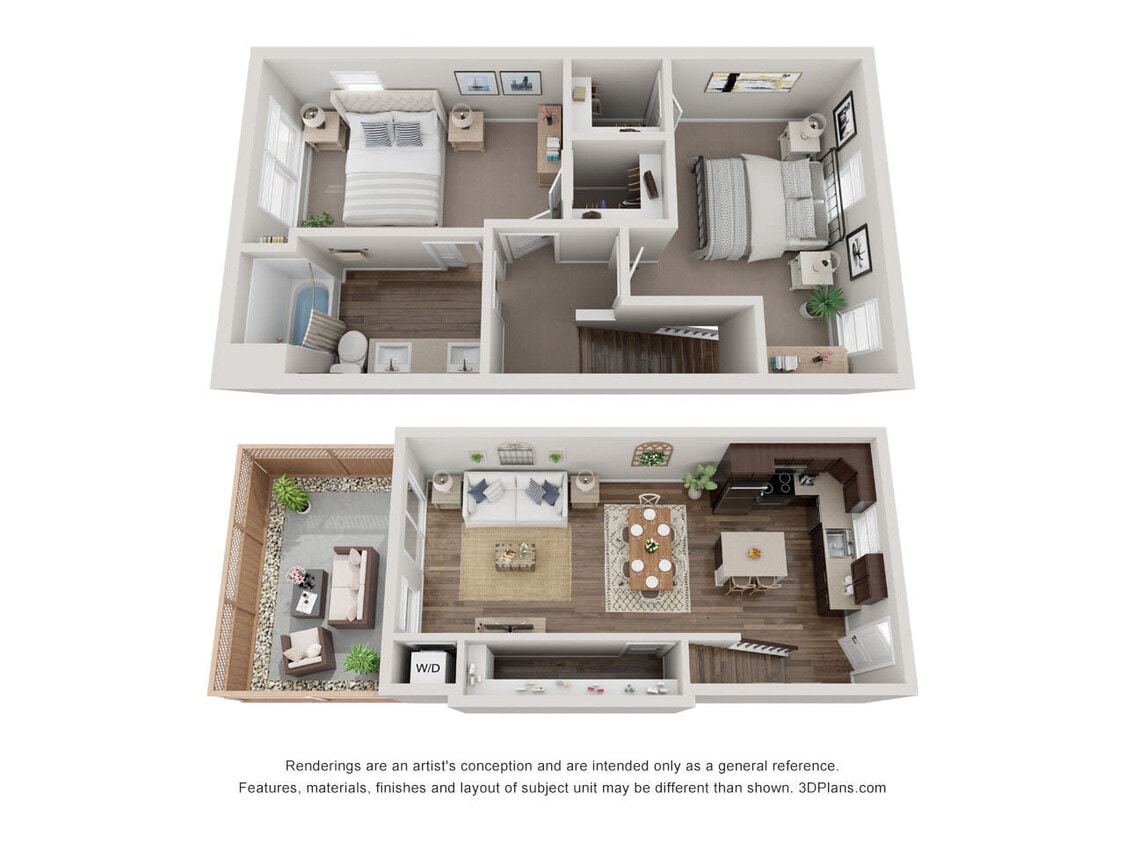 Floor Plan - 2 Bed 1 Bath Townhome B