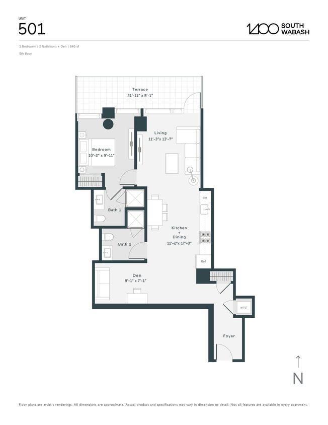 D1 floor plan 1400 Wabash - D1