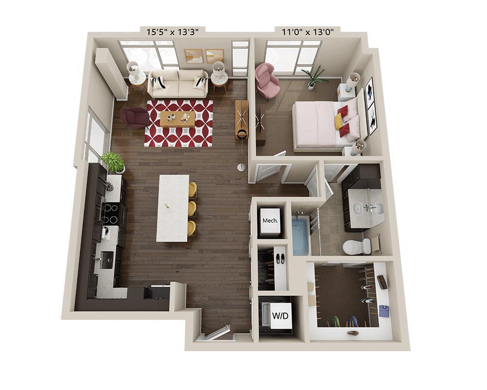 Floor Plan - One Bedroom A1Q