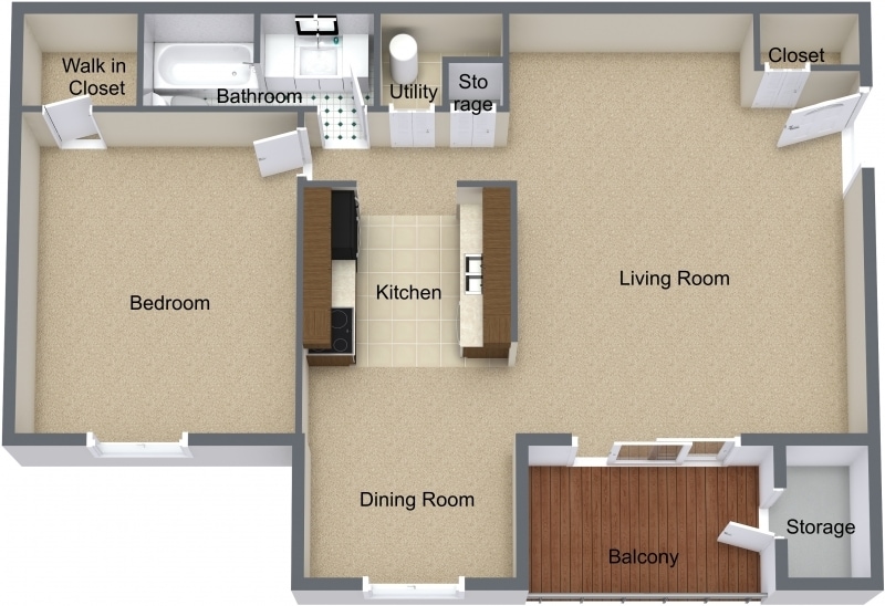 1BR, 1BA - 676 SF - Maple- Apartment