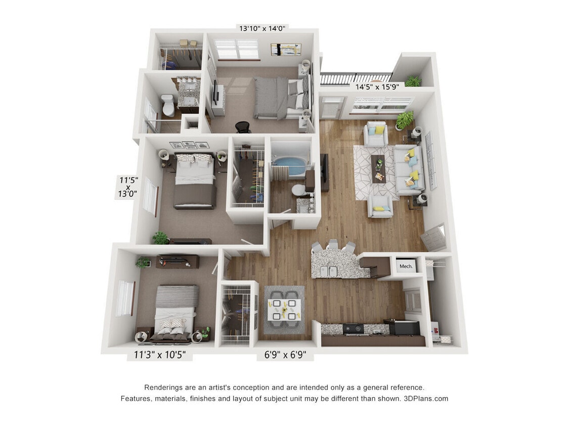 Floor Plan - 3 Bed 2 Bath