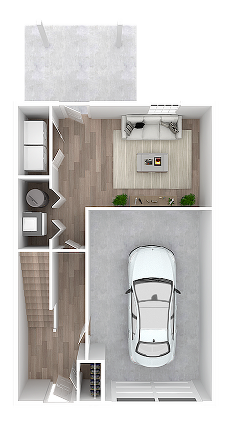 Gettysburg Overlook 4 Bedroom First Floor Plan With Garage - 4 Bedroom Townhome 2.5 Bath Interior with Garage