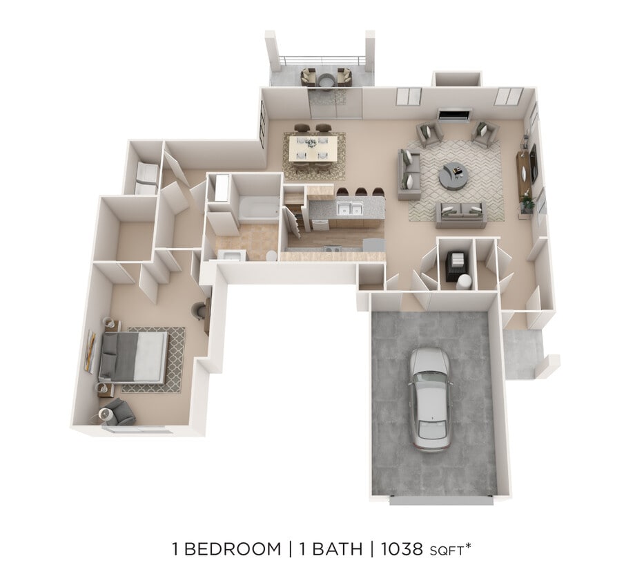 Floor Plan - One Bedroom- 1038 sqft