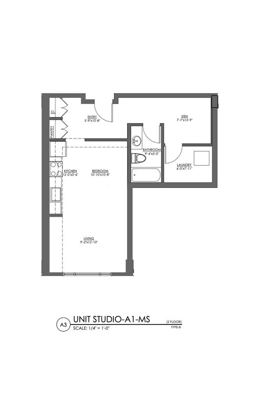 Floor Plan - Studio - 422 sqft