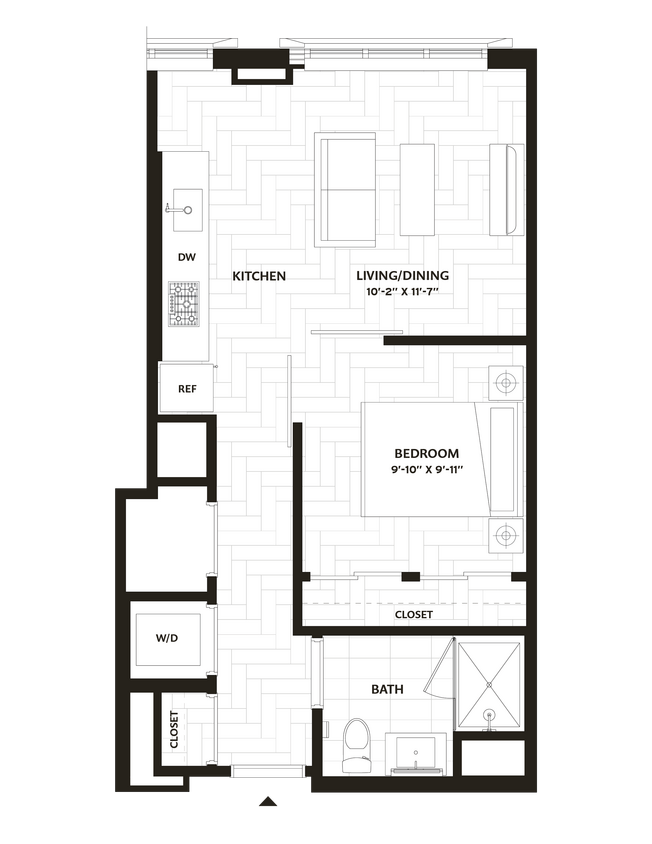Floor Plan - 1 Bed/1 Bath-A1