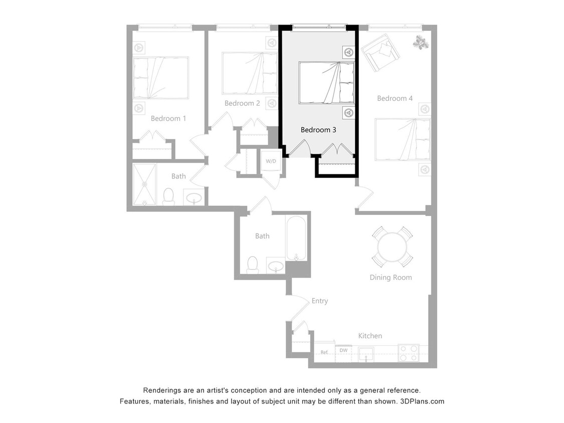 The Reserve_F3New - Furnished Room in a 4 Bedroom 2 Bathroom (F3)