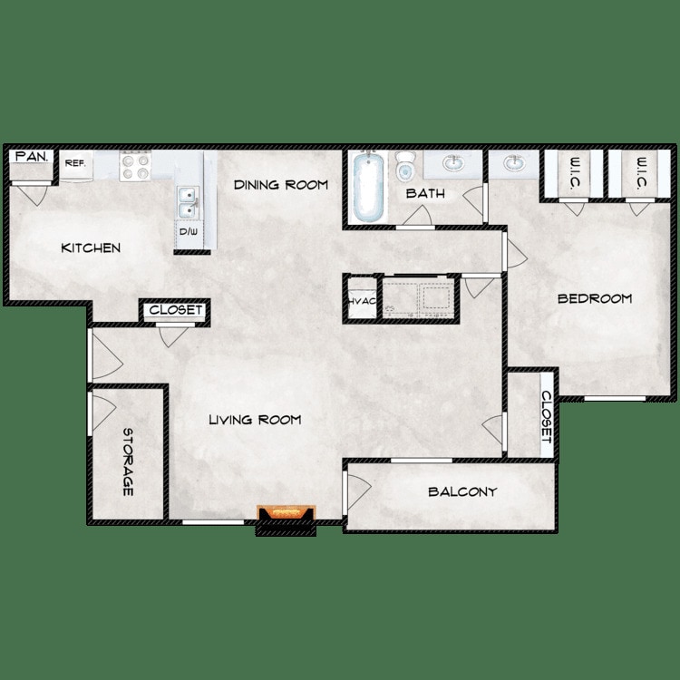 Floor Plan - 1 BR AD	