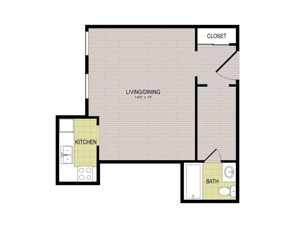 Floor Plan - Studio, 1 Bathroom