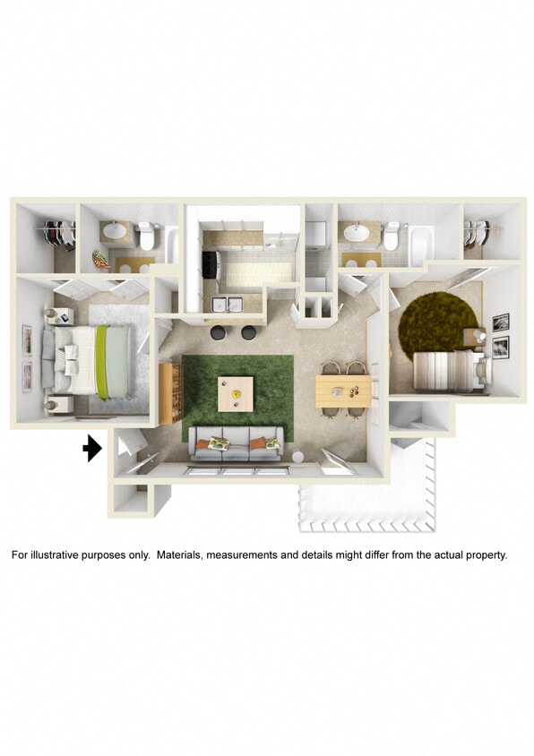 Floor Plan - 2 Bed 2 Bath/Fireplace