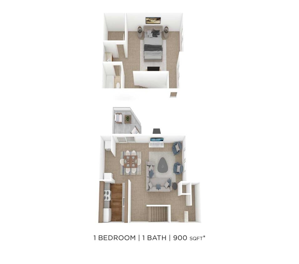 Floor Plan - One Bedroom Townhome