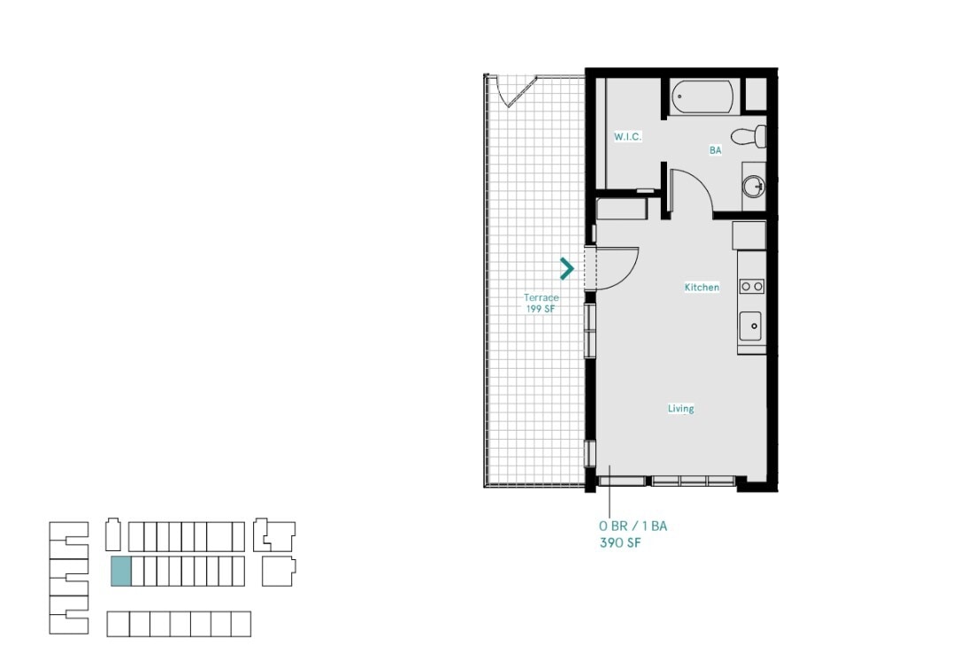 Floor Plan - Studio Furnished Unit w/Large Terrace