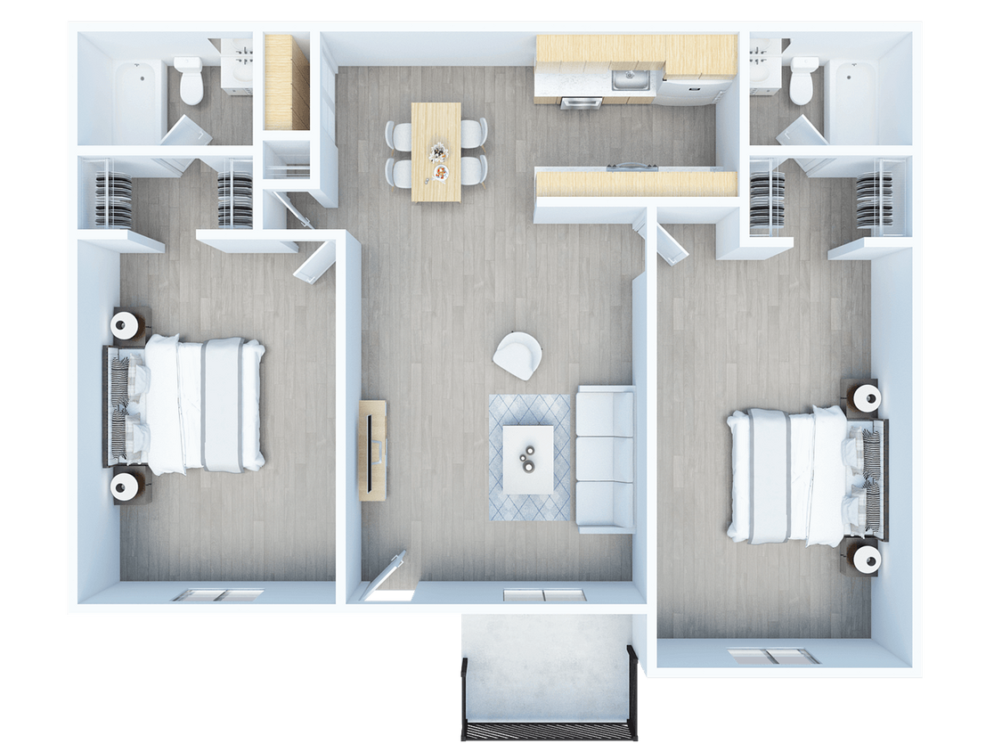 Floor Plan - Two Bed Two Bath
