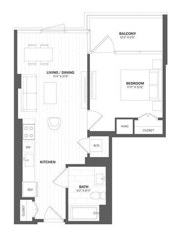 Floor Plan - 1 Bed/1 Bath-a12