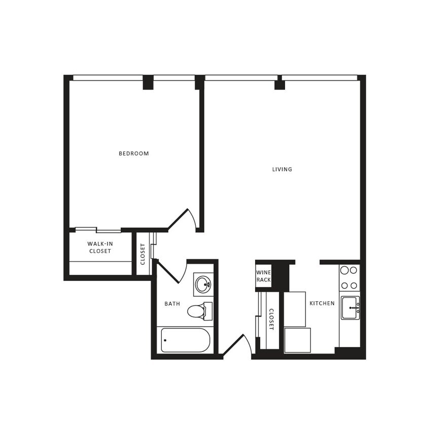Floor Plan - 1 Bed/1 Bath-A12 Classic