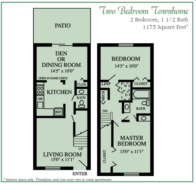 Two Bedroom Townhouse - The Williamsburg