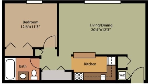 1BR/1BA 624 sq ft - 1BR/1BA