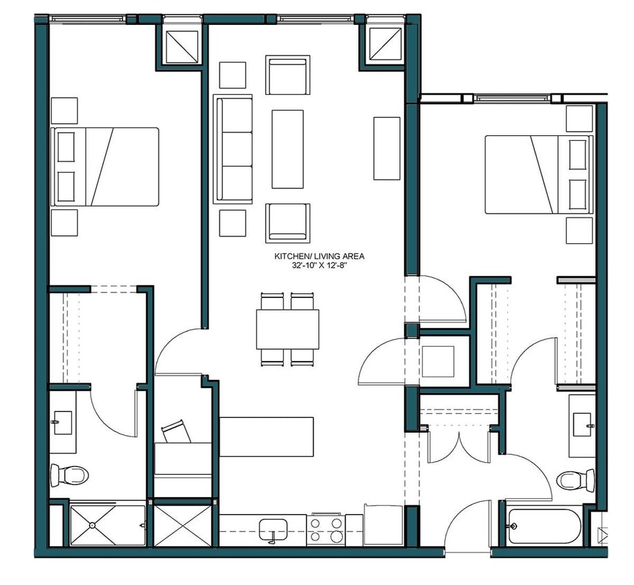 Floor Plan - 2 Bed/2 Bath-D5