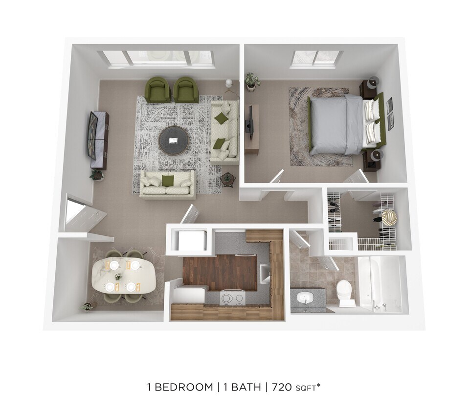 Floor Plan - One Bedroom - 720 sqft