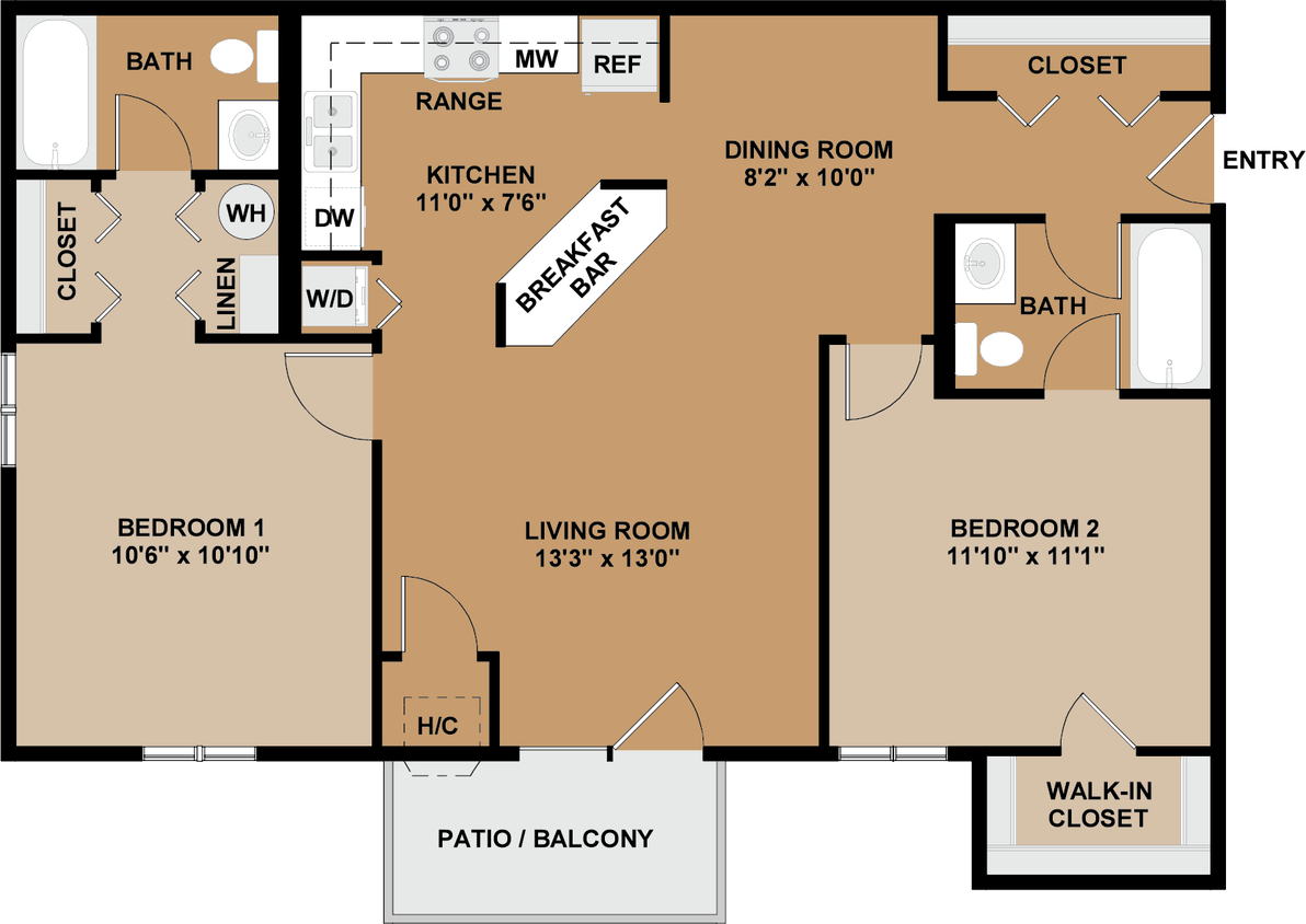 Floor Plan - 2B2B-G
