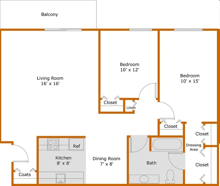 2BR/1BA - Two Bedroom One Bath