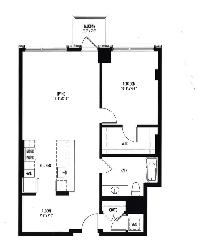 Floor Plan - 1 BR, 1 BTH