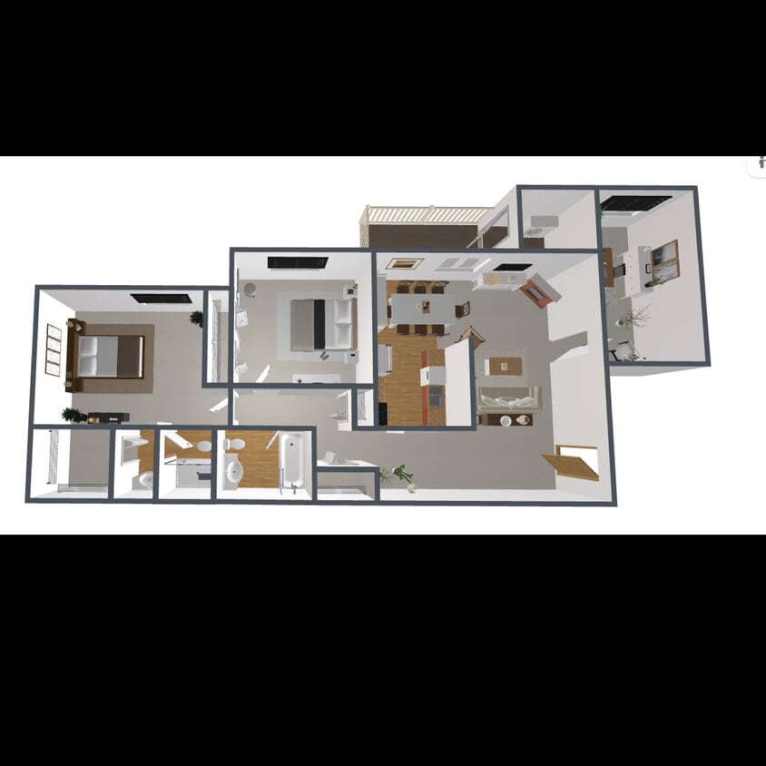 M Floor Plan - 2 Bedroom, 2 Bath - M-C
