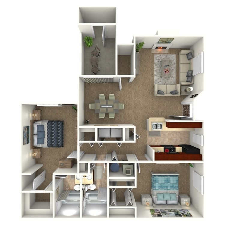 Floor Plan - The Summit - 2 Bedroom 2 Bath