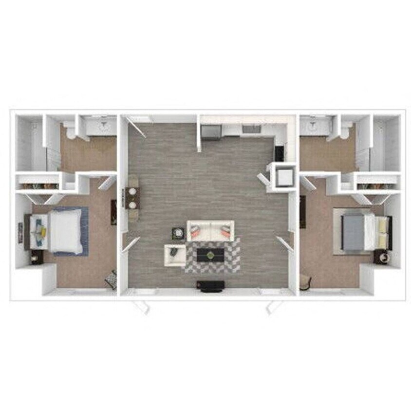Floor Plan - 2 Bedroom, 2 Bathroom - 1084 SF