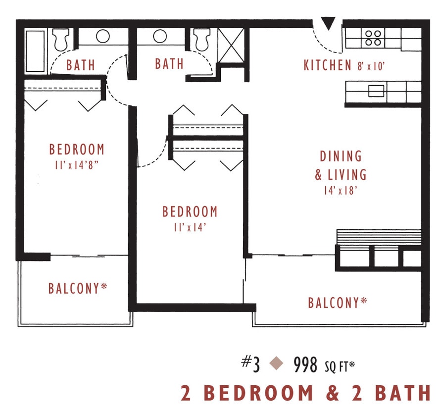 Floor Plan - 2 Bed 2 Bath
