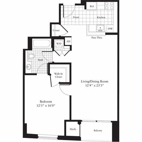 Floor Plan - 1 Bedroom K