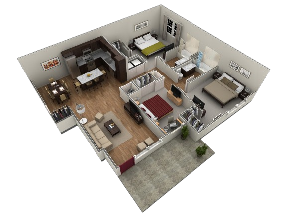 Floor Plan - 3 BR Grand Courtyard Garage