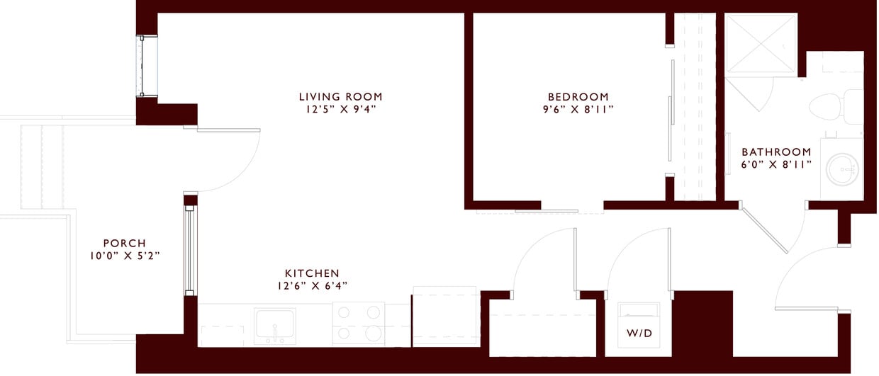 Explore the smart layout of this chic apartment with a welcoming porch, perfect for cozy living. - S5 - Urban 1x1