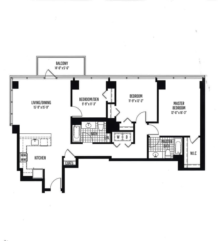 Floor Plan - 3 BR, 2 BTH