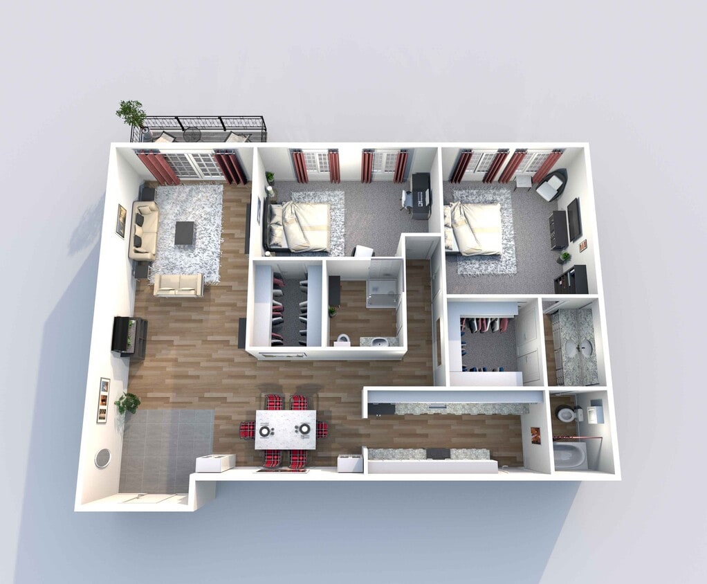 Floor Plan - 2 Bedroom, 1.5 Bathroom, 1250 SqFt