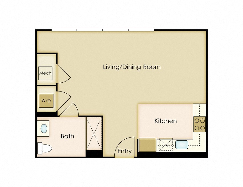 Floor Plan - Studio / 1 Bath