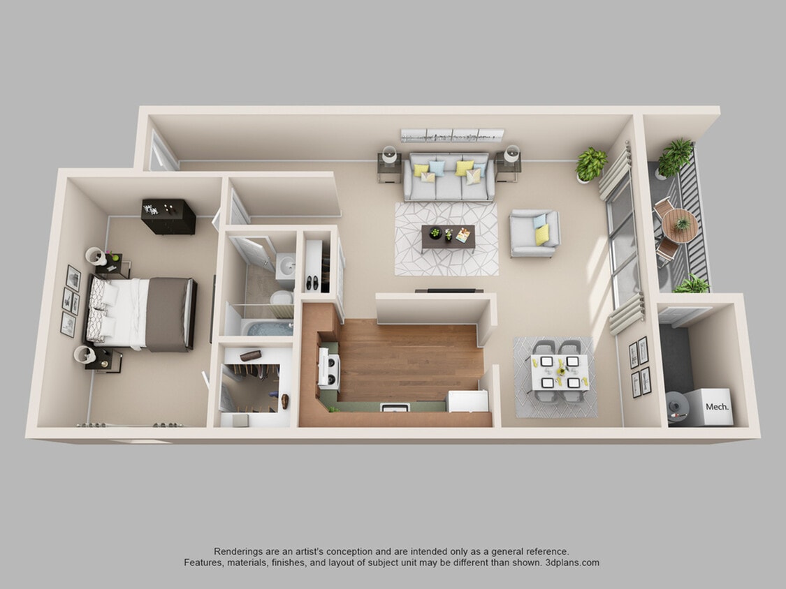 1 Bedroom - Columbia C - 1-Bedroom 1-Bathroom | 814 sqft
