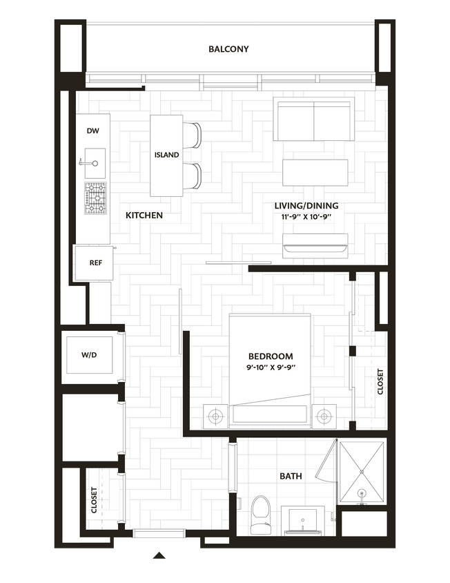 Floor Plan - 1 Bed/1 Bath-A3