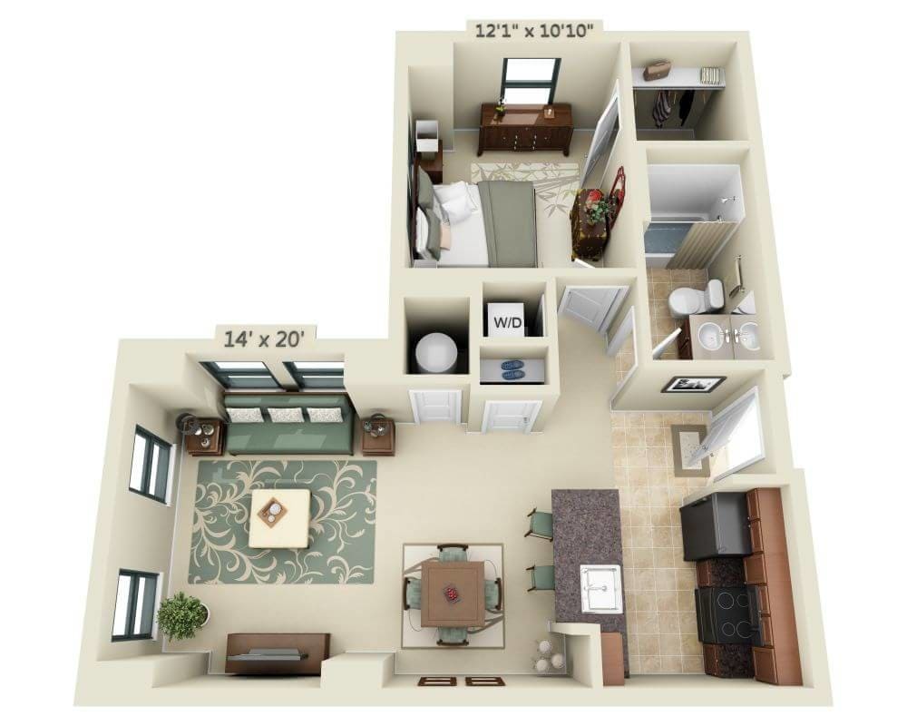 Floor Plan - One Bedroom A1E