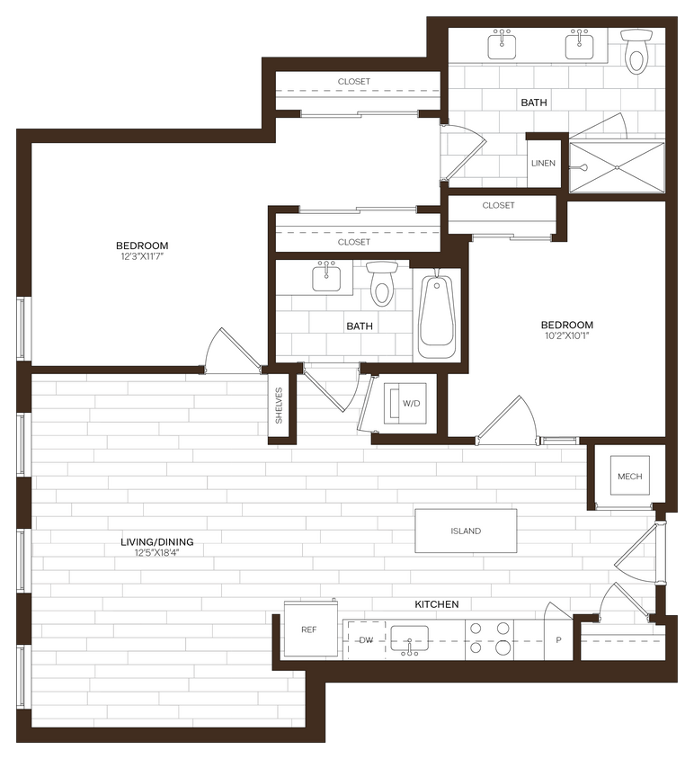 Floor Plan - JR 2 Bed/2 Bath -C1