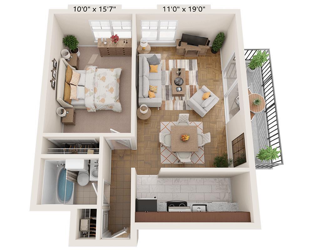 Floor Plan - One Bedroom A1A