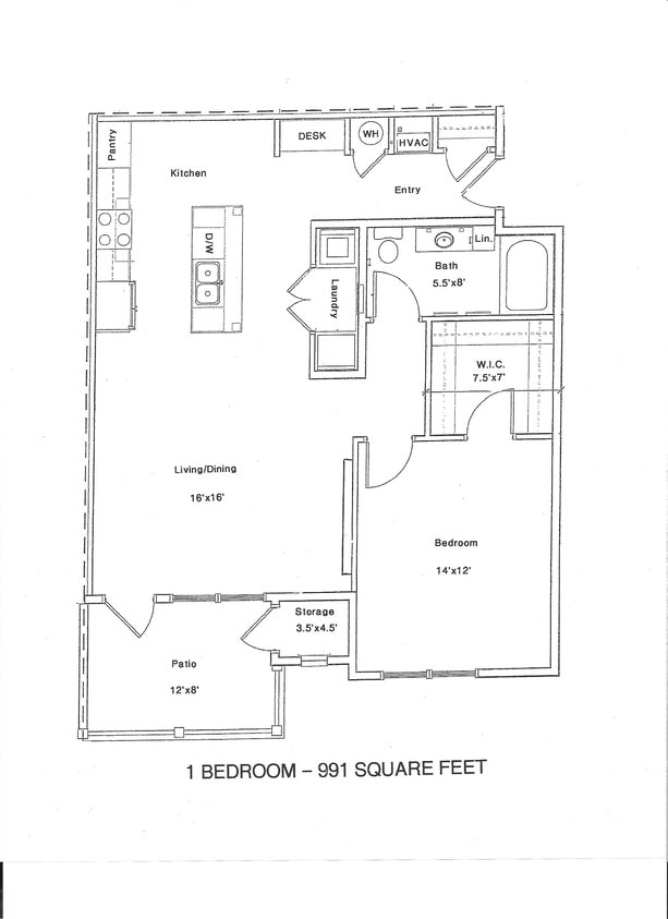 1BR/1BA - 1B/1B - With Patio