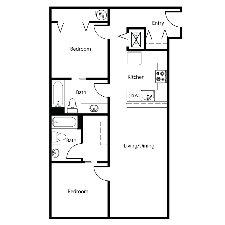 Floor Plan - Clearwater 2 Bed 2 Bath C